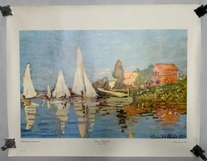 Vtg Claude Monet Boats At Argenteuil Published By Shorewood Press Print (A8) - Picture 1 of 7