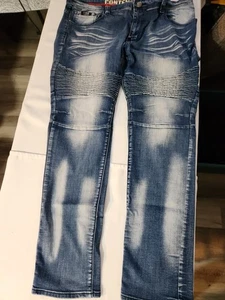 Contender Moto Jeans Herren 42x34 Distressed Biker Denim Blue Wash - Bild 1 von 3