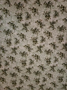 32x58" Vintage Olivgrün Rosen Blume Vintage Retro Floral Stoff Material - Bild 1 von 2