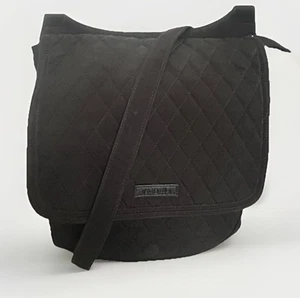 Vera Bradley Black Quilted Magnetic Flap Crossbody Bag Purse Read - Picture 1 of 15
