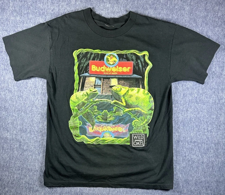 Vintage Budweiser T Shirt Mens L Wild Oats King Of Beers Chameleon Touch Tone - Image 1 of 4