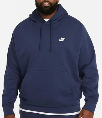 Size 2XLT Nike Hoodie Mens Navy Blue Sportswear Club Fleece Pullover Gym Comfort - Image 1 of 3