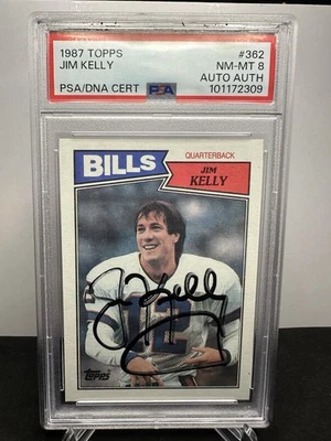 🏈1987 Topps #362 Jim Kelly Rookie Card RC🏈 PSA 8 AUTO AUTHENTIC - Image 1 of 2