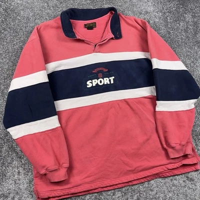 Vintage Eddie Bauer Rugby Shirt Men’s Large Colorblock Long Sleeve Pullover Logo - Image 1 of 4