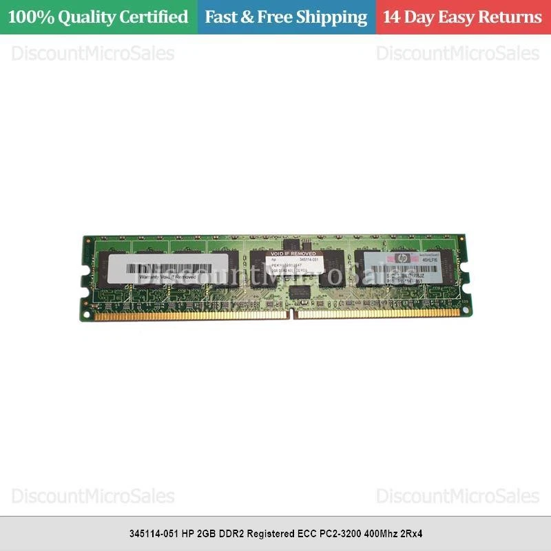 345114-051 HP 2GB DDR2 Registered ECC PC2-3200 400Mhz 2Rx4 - Image 1 of 1