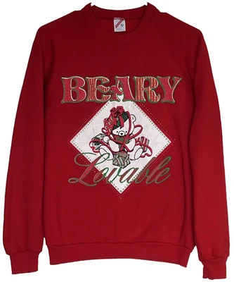 Sudadera de Navidad Jerzees M vintage pintura hinchada oso adorable oso de peluche LEER Foto 1 de 4