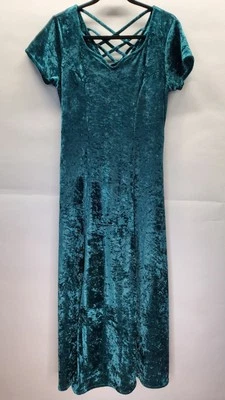 Maxi Vestido De Colección Años 90 Styleworks Verde Esmeralda Terciopelo Aplastado Escote Corazón Foto 1 de 4