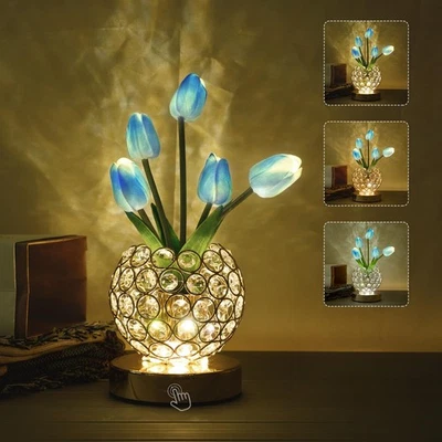 Tulip Crystal Flower Lamp Touch LampRechargeable Cordless Table Lamp 3-Colour... - Image 1 of 4