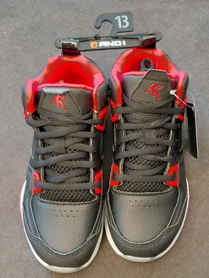 AND1 ZAPATILLAS DEPORTIVAS DE BALONCESTO NEGRAS ROJAS ALTAS CON CORDONES PARA NIÑOS TALLA 13 DEPORTIVAS NE Foto 1 de 3