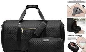 Garment Bag Carry On Convertible Travel Duffel Bag with Shoe Pouch Weekender - Picture 1 of 8