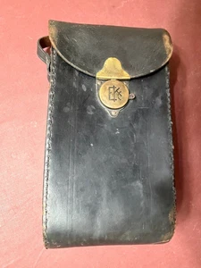 Vintage WW II British Black Leather Tall Camera Case With Eastman Kodak Emblem - Picture 1 of 8