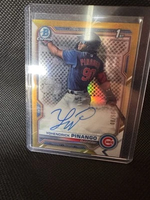 YOHENDRICK PINANGO 2021 BOWMAN CHROME 1ST GOLD REFRACTOR AUTO RC /50 Blue Jays - Image 1 of 4