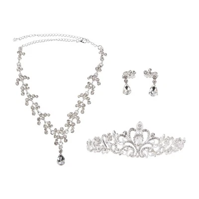 Set di gioielli da sposa set di di tiara rinestone orecchini da sposa - Immagine 1 di 4