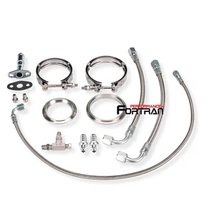 Turbo Oil Water Line Kit for Garrett G series G25 G30 G35 6AN w/ in&out flanges - Picture 1 of 1