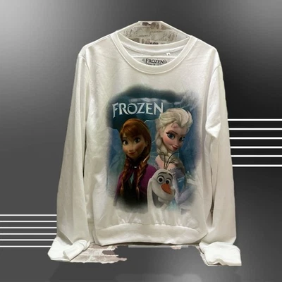 Disney Women’s Frozen Elsa & Anna White Sweatshirt XL - Image 1 of 4