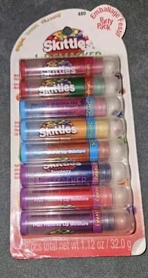 Lip Smacker 8pc LOT SKITTLES LIP BALMS Mixed Flavors Party Pack  2010 New NOS  - Image 1 of 4