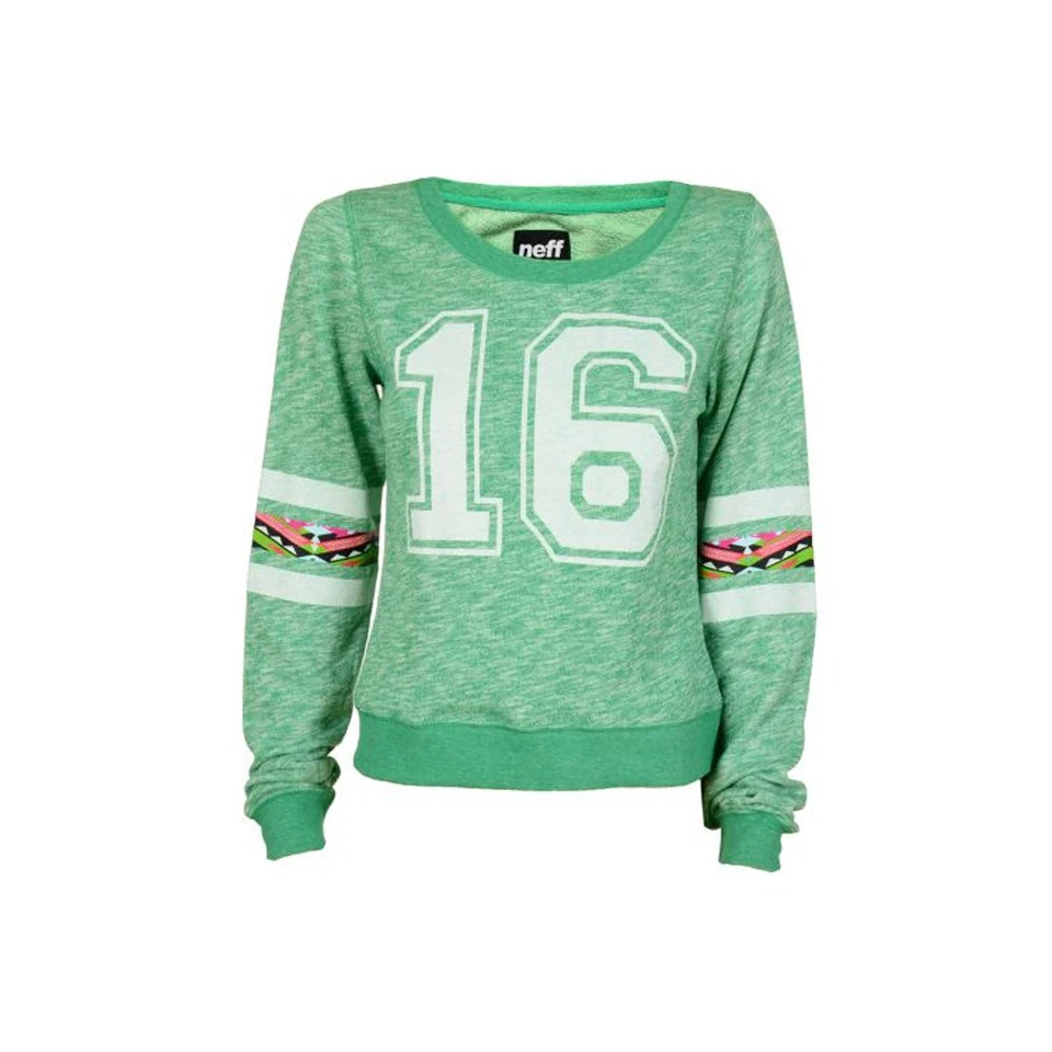 New Neff Women's Malibu 16 Crop Pullover Long Sleeve Sweatshirt Medium Green - Image 1 of 1