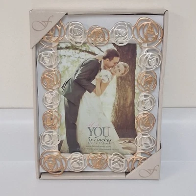 婚礼 5x7 相框银色玫瑰金新娘礼物浪漫 Fetco 家居装饰 — 第 1/4 张图片