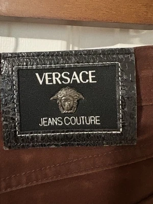 Pantalones Versace Jeans Couture Vintage Años 90 Terciopelo Mujer Talla 0 Marrón Italia Foto 1 de 4