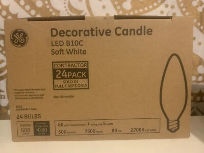 GE LED 60 Watt EQ B10c Soft White Candle Light Bulb (24 Pack) - Image 1 of 2