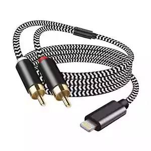 Adaptador auxiliar de cable Lightning a RCA certificado por MFI, divisor Y estéreo de 2 machos, 3,3 F - Imagen 1 de 5