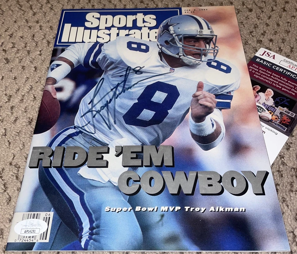 REVISTA DEPORTIVA ILUSTRADA FIRMADA POR TROY AIKMAN AUTÓGRAFO JSA VAQUERO FÚTBOL SI Foto 1 de 1