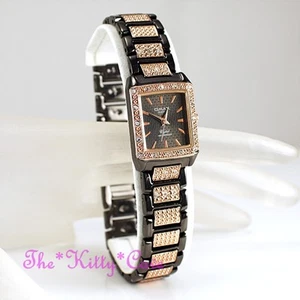 Reloj OMAX Bronce Marrón y Oro Rosa Cristal Swarovski Art Deco Seiko Movt JE0444 - Imagen 1 de 12