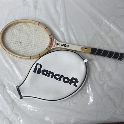 "Raqueta de tenis Bancroft Monte Carlo Bjorn Borg bambú genuino 4,5"" con cubierta". Foto 1 de 4