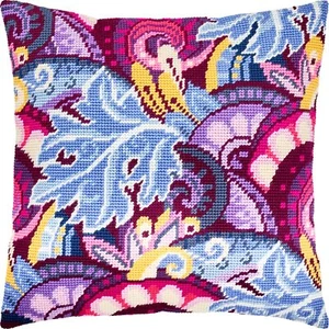 Needlepoint/Tapestry throw pillow cover "VIOLET FAIRY TALE" embroidery kit - Picture 1 of 15
