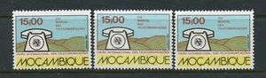 MOZAMBIQUE 1980, TELEPHONE, WORLD TELECOMMUNICATIONS DAY Scott 693 LOT OF 3, MNH - Picture 1 of 1