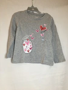 NWT Carter's Heart Tee Shirt Top Girls Long Sleeve Gray many sizes - Picture 1 of 4