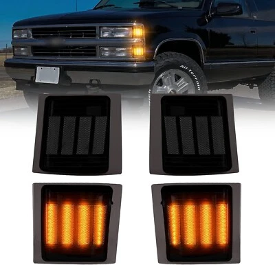 4PC Amber LED Corner Side Marker Lights For 1994-1998 Chevy C/K 1500 2500 3500 Foto 1 de 4