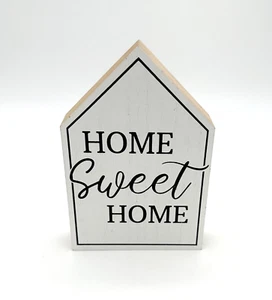  Letrero de madera para el hogar dulce hogar, blanco, 4"" x 6"" x 1"" NUEVO - Imagen 1 de 3
