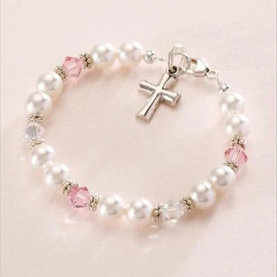 Brazalete para Un de Niña Bautizo O Comunión Con Piedras Nacimiento,Plata & - Imagen 1 de 4