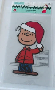 Snoopy Christmas Peanuts Window Cling Gel Linus Santa New 2 Sided - Picture 1 of 1