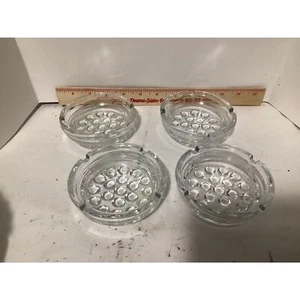 4-VTG Bubble Bottom Aschenbecher 4" Klarglas, Libbey Nob Hill, 70er Jahre Hobnail - Bild 1 von 1