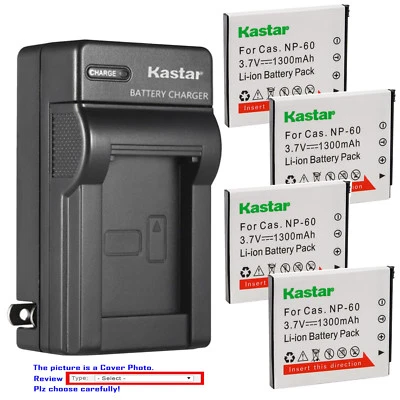Kastar Battery Wall Charger for Casio NP-60 BC-60 & Casio Exilim EX-S10 Camera