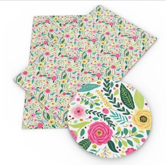 HOJA DE PIEL SINTÉTICA FLORES 8" X 12" IMPRESA 1102735 TEXTURA ORDINARIA FLORAL Foto 1 de 1