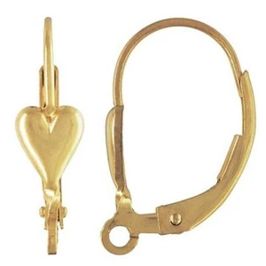 Pendientes traseros con palanca de corazón relleno de oro amarillo de 14 K hallazgo 2 o 10 piezas - Imagen 1 de 1