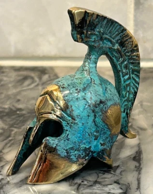 Casco de oficial espartano antiguo griego museo de bronce réplica Foto 1 de 4