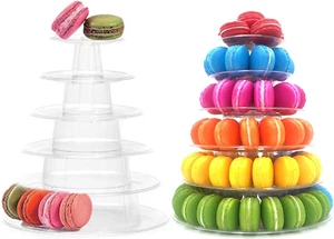 6 Tiers round Macaron Tower Stand Plastic Transparent Cake Stand Macaron Display - Picture 1 of 12