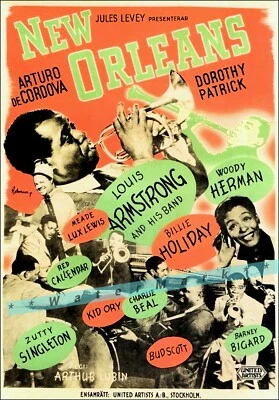 New Orleans 1947 Swedish Jazz Music Film Vintage Poster Print Retro Style Décor - Image 1 of 4