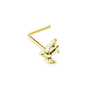 Złoty szybujący pierścionek na nos w kształcie litery L