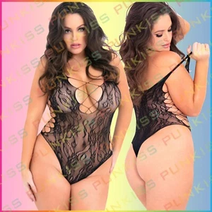 Rene Rofe Womens Lace Up Teddy Sexy Lingerie💋Floral Lace Babydoll Nightwear - Picture 1 of 6