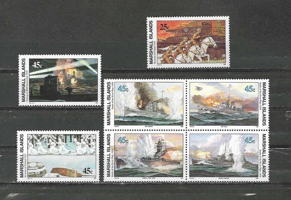 MARSHALL ISLANDS , USA , 1989, WW II , SET OF 7 STAMPS , MNH , CV$5.85 - Image 1 of 1