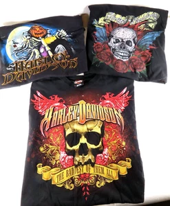 3 Harley Davidson Motorcycle Screen Printed T-Shirts Size Adult (1XL) (2L) - Picture 1 of 9