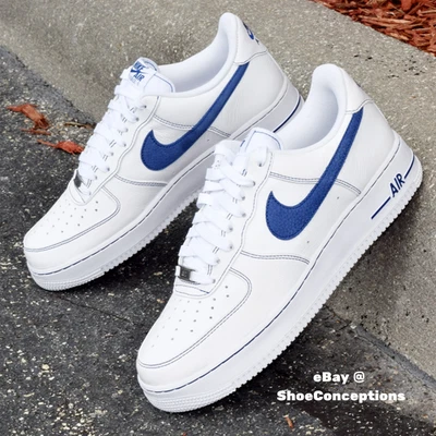 Nike Air Force 1 Zapatos Bajos Blanco Profundo Azul Real HQ2037-100 Para hombres Tallas NUEVO Foto 1 de 4