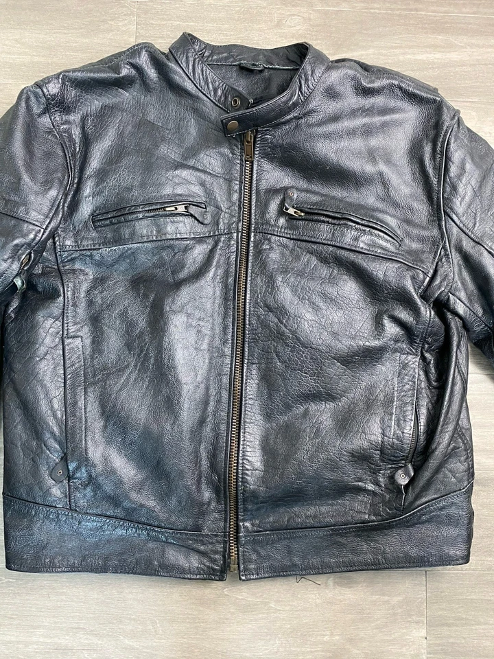 Chaqueta de Motocicleta XElement Forro con Cremallera Negra Cuero Resistente Talla XL Motociclista Foto 1 de 4