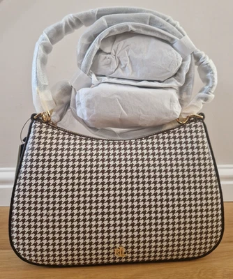 Lauren Ralph Lauren Dark Mahogany / White Leather Danni 26 Medium Shoulder Bag - Image 1 of 4