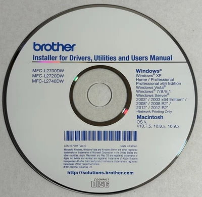 Brother Printer Drivers and Utilities CD (MFC-L2700DW, MFC-L2720DW, MFC-L2740DW) - Image 1 of 3